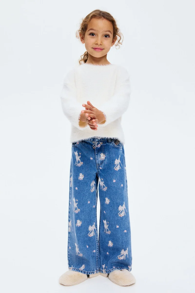 H&M Printed Wide Leg Jeans